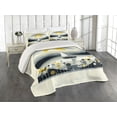 thumbnail image 1 of Ambesonne Nautical Quilted Coverlet 3 Pcs, Scandinavian Sailboat Sea, King Size, Blue Grey and Earth Yellow, 1 of 4