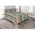 thumbnail image 1 of Ambesonne Nautical Quilted Coverlet 3 Pcs, Shell Helm and Ship, King Size, Turquoise and Brown, 1 of 2