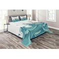 thumbnail image 1 of Ambesonne Nautical Quilted Coverlet 3 Pcs, Ship and Ocean Waves, King Size, Aqua Taupe, 1 of 2