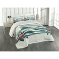 thumbnail image 1 of Ambesonne Nautical Quilted Coverlet 3 Pcs, Wild Roses and Sailboat, Queen Size, Coral and Slate Blue, 1 of 4