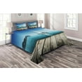 thumbnail image 1 of Ambesonne Nautical Quilted Coverlet 3 Pcs, Yacht and Wooden Deck, King Size, Blue Brown, 1 of 2