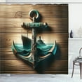 thumbnail image 1 of Ambesonne Nautical Shower Curtain, Anchor with Sailing Ship, 69"Wx70"L, Sand Brown Dark Teal, 1 of 4