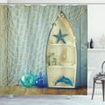 thumbnail image 1 of Ambesonne Nautical Shower Curtain, Aquatic Objects Boats, 69"Wx84"L, Blue Beige, 1 of 5