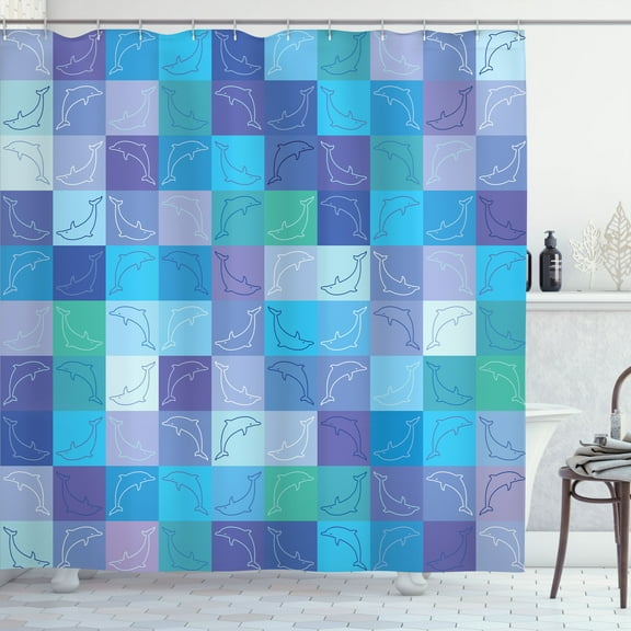 Ambesonne Nautical Shower Curtain, Collage of Dolphins, 69"Wx84"L, Multicolor