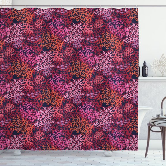 Ambesonne Nautical Shower Curtain, Colorful Sea Corals Art, 69"Wx84"L, Raspberry and Dark Salmon