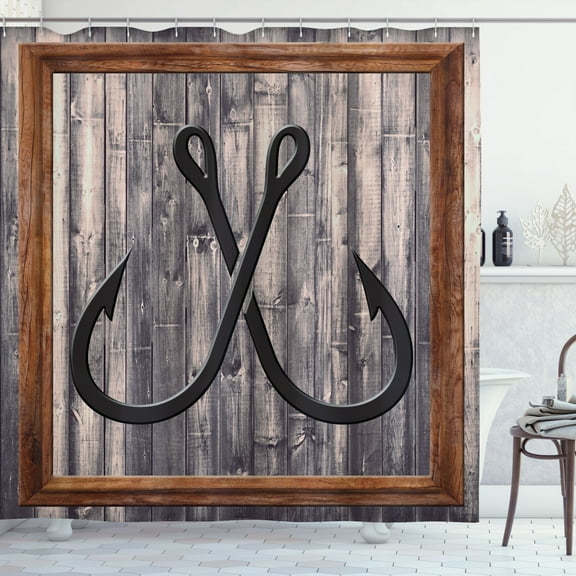 Ambesonne Nautical Shower Curtain, Fishing Anchor Modern Art, 69"Wx75"L, Dark Taupe