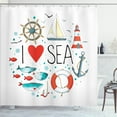 thumbnail image 1 of Ambesonne Nautical Shower Curtain, I Love Sea Words, 69"Wx75"L, White Red Blue, 1 of 5
