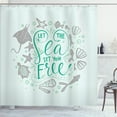 thumbnail image 1 of Ambesonne Nautical Shower Curtain, Letterings Shellfish Print, 69"Wx70"L, Dark Seafoam, 1 of 4