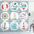 thumbnail image 1 of Ambesonne Nautical Shower Curtain, Marine Collage, 69"Wx84"L, White Red Blue, 1 of 5