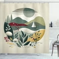 thumbnail image 1 of Ambesonne Nautical Shower Curtain, Modern Boho Botanical Sea, 69"Wx75"L, Sage Green, 1 of 4