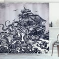 thumbnail image 1 of Ambesonne Nautical Shower Curtain, Octopus and Ship in Storm, 69"Wx70"L, Indigo Purpleblue, 1 of 4