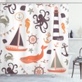 thumbnail image 1 of Ambesonne Nautical Shower Curtain, Pastel Colors Lighthouse, 69"Wx70"L, Dark Mauve and Orange, 1 of 1