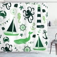thumbnail image 1 of Ambesonne Nautical Shower Curtain, Pastel Colors Lighthouse, 69"Wx84"L, Emerald and Green, 1 of 4