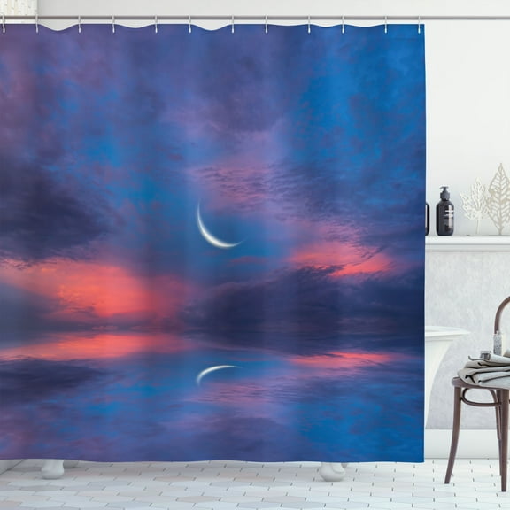 Ambesonne Nautical Shower Curtain, Reflections on Water, 69"Wx84"L, Purple Pink