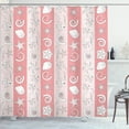 thumbnail image 1 of Ambesonne Nautical Shower Curtain, Sea Fishes Shells Stripes, 69"Wx70"L, Pastel Pink, 1 of 4