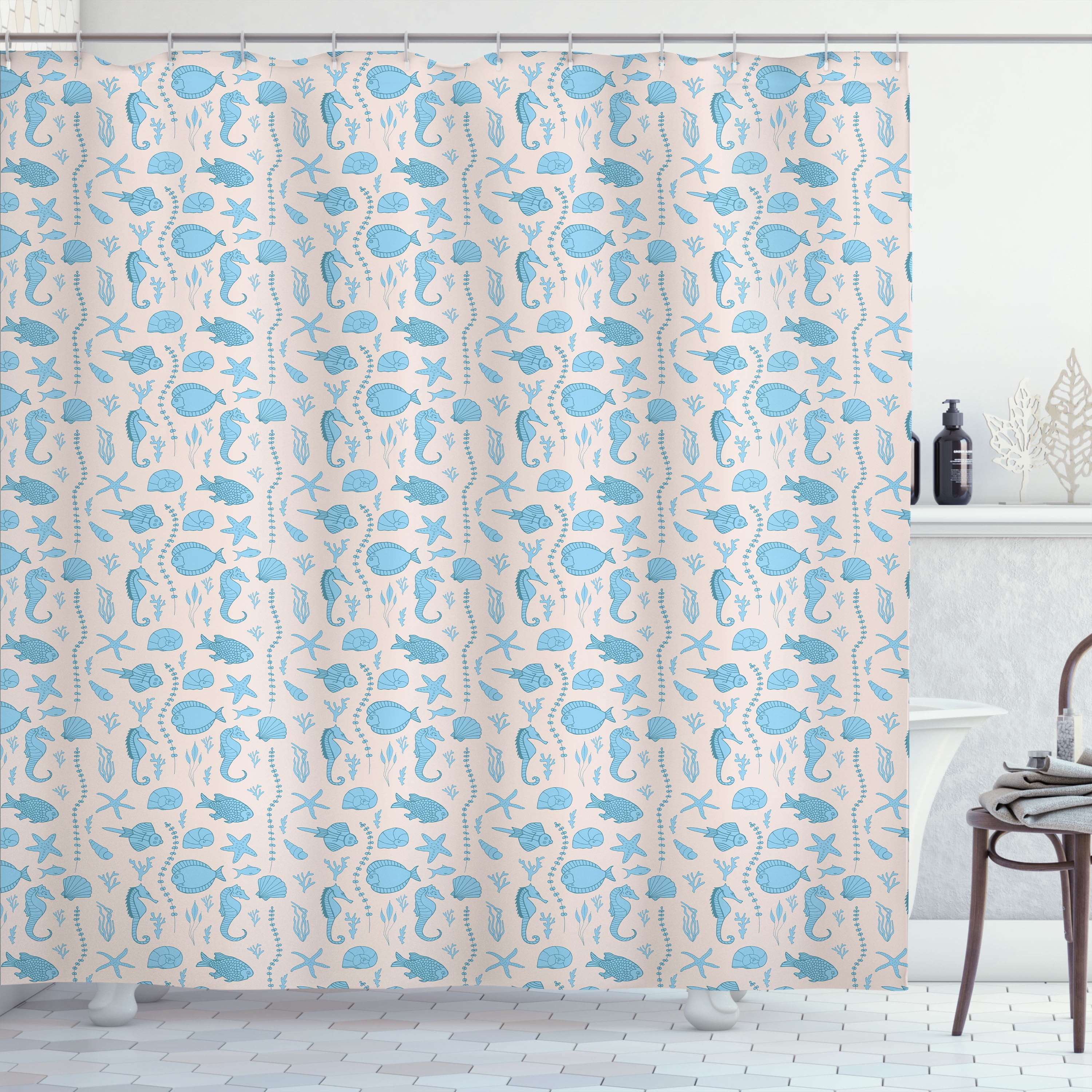 Ambesonne Nautical Shower Curtain, Old Pirate Ship in Sea, 69Wx70L