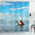 thumbnail image 1 of Ambesonne Nautical Shower Curtain, Ship Wreck Landscape, 69"Wx70"L, Blue White, 1 of 5