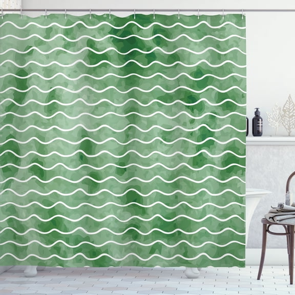 Ambesonne Nautical Shower Curtain, Soft Colors Ocean Waves, 69"Wx84"L, Jade Green
