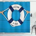 thumbnail image 1 of Ambesonne Nautical Shower Curtain, Welcome on Board Sign, 69"Wx75"L, Blue Navy Blue White, 1 of 5
