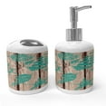 thumbnail image 1 of Ambesonne Nautical Soap Dispenser & Toothbrush Holder Set, Shell Helm and Ship, 2 Pcs, Turquoise and Brown, 1 of 6