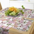 thumbnail image 1 of Ambesonne Nautical Table Runner & Placemats, Marine Skull Anchor, Placemat 4 pcs + Runner 16"x90", Pink Green White, 1 of 2