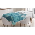thumbnail image 1 of Ambesonne Nautical Tablecloth Rectangular Table Cover, Ship and Ocean Waves, 52"x70", Aqua Taupe, 1 of 4