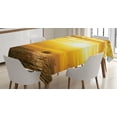 thumbnail image 1 of Ambesonne Nautical Tablecloth Rectangular Table Cover, Ship on Ocean Sunrise, 60"x90", Yellow, 1 of 3