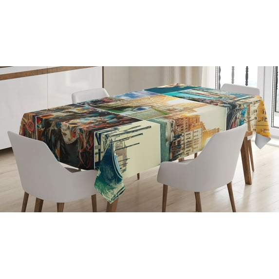 Ambesonne Nautical Tablecloth Rectangular Table Cover, Venice Canals, 60"x84", Multicolor