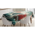 thumbnail image 1 of Ambesonne Nautical Tablecloth Rectangular Table Cover, Whale Sakura Spring Ocean, 52"x70", Teal Blush and Dark Coral, 1 of 3