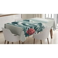 thumbnail image 1 of Ambesonne Nautical Tablecloth Rectangular Table Cover, Wild Roses and Sailboat, 60"x90", Coral and Slate Blue, 1 of 3