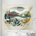 thumbnail image 1 of Ambesonne Nautical Tapestry King Size, Modern Boho Botanical Sea, 104"x88", Sage Green, 1 of 2