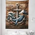 thumbnail image 1 of Ambesonne Nautical Tapestry Twin Size, Rustic Maritime Anchor Art, 68"x88", Cocoa and Slate Blue, 1 of 2