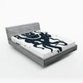 thumbnail image 1 of Ambesonne Nautical Tattoo Fitted Sheet, Octopus Costume, Queen Size, Dark Violet Blue White, 1 of 3