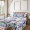 thumbnail image 1 of Ambesonne Nautical Themed Fitted & Flat Sheet with Sham 3 Pcs Set, Modern Seahorse Art, Twin, Dark Lavender Dark Coral, 1 of 5