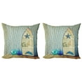 thumbnail image 1 of Ambesonne Nautical Throw Pillow Cover 2 Pack, Aquatic Objects Boats, 16", Blue Beige, 1 of 6