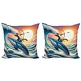 thumbnail image 1 of Ambesonne Nautical Throw Pillow Cover 2 Pack, Archer Wild Cat on a Whale, 18", Teal Purple and Orange, 1 of 1