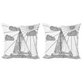 thumbnail image 1 of Ambesonne Nautical Throw Pillow Cover 2 Pack, Doodle Boat on Waves, 20", Black White, 1 of 7
