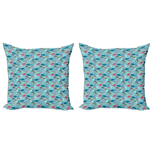 Ambesonne Nautical Throw Pillow Cover 2 Pack, Doodle Theme, 24", Multicolor