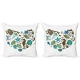 thumbnail image 1 of Ambesonne Nautical Throw Pillow Cover 2 Pack, Heart with Aquatic Animals, 18", Multicolor, 1 of 2