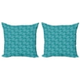 thumbnail image 1 of Ambesonne Nautical Throw Pillow Cover 2 Pack, Japanese Style Ornate Fish, 20", Pale Petrol Blue White, 1 of 2