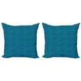 thumbnail image 1 of Ambesonne Nautical Throw Pillow Cover 2 Pack, Minimal Fish Waves, 24", Turquoise, 1 of 2