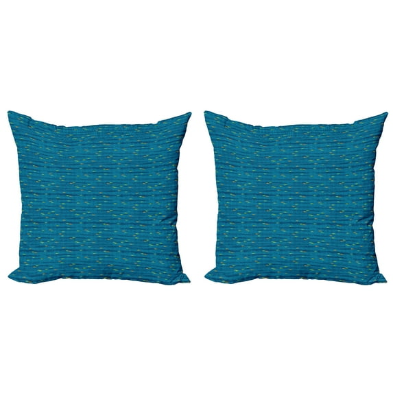 Ambesonne Nautical Throw Pillow Cover 2 Pack, Minimal Fish Waves, 24", Turquoise