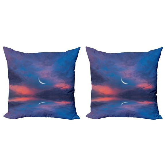 Ambesonne Nautical Throw Pillow Cover 2 Pack, Reflections on Water, 18", Purple Pink