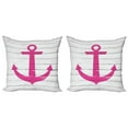 thumbnail image 1 of Ambesonne Nautical Throw Pillow Cover 2 Pack, Rustic Wooden Planks, 18", Pink and Off White, 1 of 7