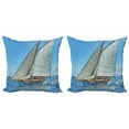 thumbnail image 1 of Ambesonne Nautical Throw Pillow Cover 2 Pack, Sailboat Regatta Race, 18", Blue White Brown, 1 of 2