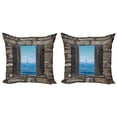 thumbnail image 1 of Ambesonne Nautical Throw Pillow Cover 2 Pack, Sailing Boat Idyllic, 16", Grey Blue, 1 of 7