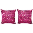 thumbnail image 1 of Ambesonne Nautical Throw Pillow Cover 2 Pack, Seashells Vintage, 20", Cream and Fuchsia, 1 of 2