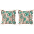 thumbnail image 1 of Ambesonne Nautical Throw Pillow Cover 2 Pack, Shell Helm and Ship, 16", Turquoise and Brown, 1 of 6