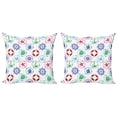 thumbnail image 1 of Ambesonne Nautical Throw Pillow Cover 2 Pack, Wheel Compass Anchor, 16", Green Red, 1 of 7