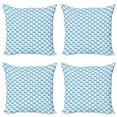 thumbnail image 1 of Ambesonne Nautical Throw Pillow Cover 4 Pack, Curling Summer Ocean Waves, 20", Azure Blue and White, 1 of 2
